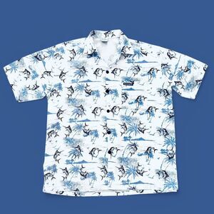COJ Apparels Mens Tropical Hawaiian Shirt Bahamas Marlins Textured Cotton Sz 3X